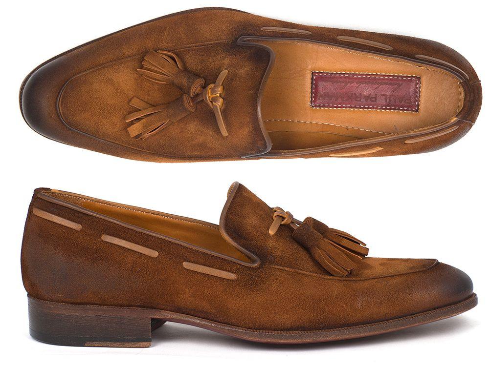 Paul Parkman ''TAB32FG'' Brown Genuine Leather / Suede Tassel Loafer.